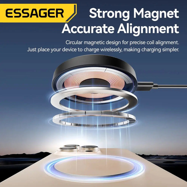 Caricabatterie wireless magnetico Essager con supporto 15W ricarica rapida per iPhone16 15 14 13Pro Max Airpods Mini caricabatterie per telefono wireless - My Hashtag Shop