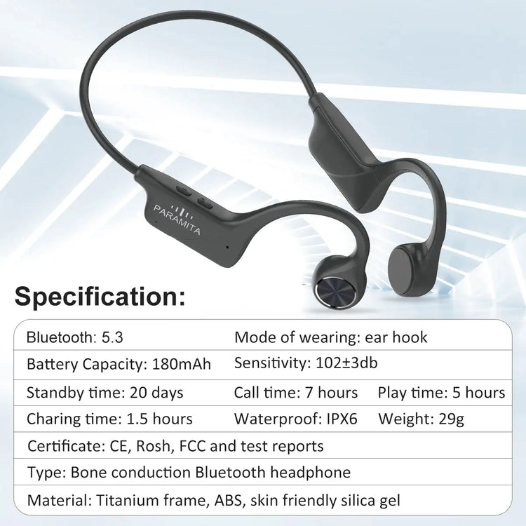 Cuffie Bluetooth a conduzione ossea reale Auricolari wireless IPX6 Cuffie impermeabili con microfono per allenamenti Guida Sport - My Hashtag Shop