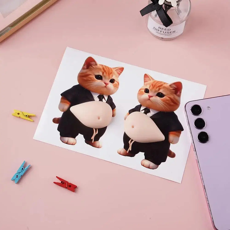 Adesivi 3D a Forma di Cucciolo con Pancia Gonfia, Adesivi Morbidi 3D a Forma di Gatto per Cover di Telefoni, Quaderni, Scrapbooking e Decorazioni Fai-da-Te - My Hashtag Shop
