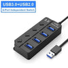 HUB USB 3.0 4-en-1, rupartiteur USB 2.0, multiporta Adaptateur, Interrupteur D'alimentation independant, Rallonge De C?ble De 3 HASHTAG