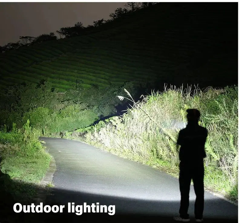 Torce a LED ad alta potenza Torcia tattica da 2000LM con luce display Ricarica USB Lanterna con zoom di emergenza per pesca da campeggio - My Hashtag Shop