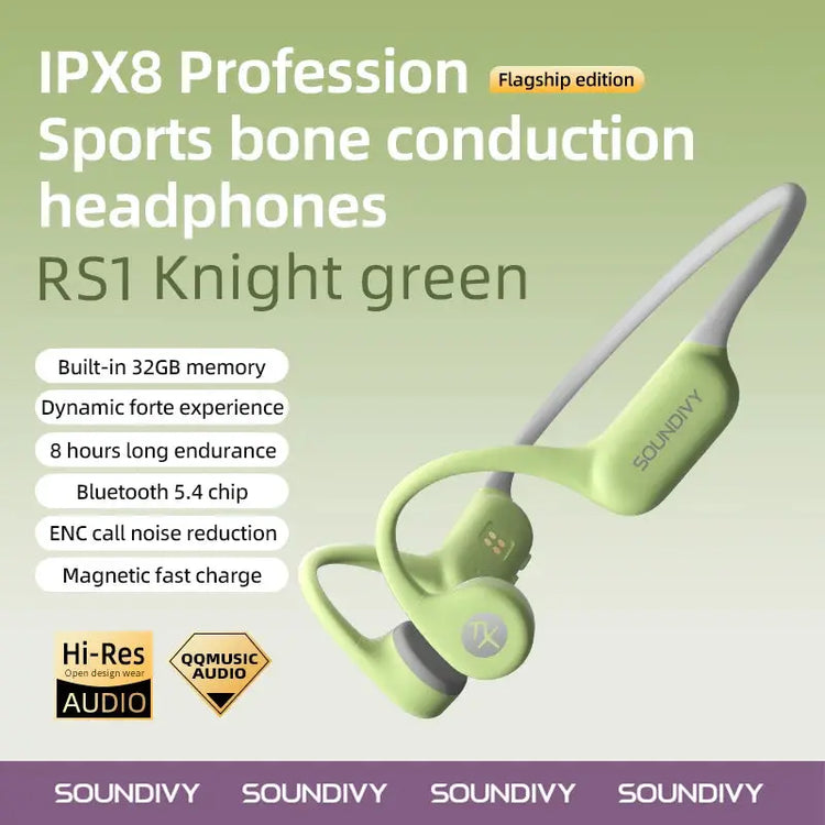 SOUNDIVY RS1 Auricolari a conduzione ossea Bluetooth Wireless Memoria da 32 GB IPX8 Auricolari sportivi per nuoto e corsa impermeabili - My Hashtag Shop