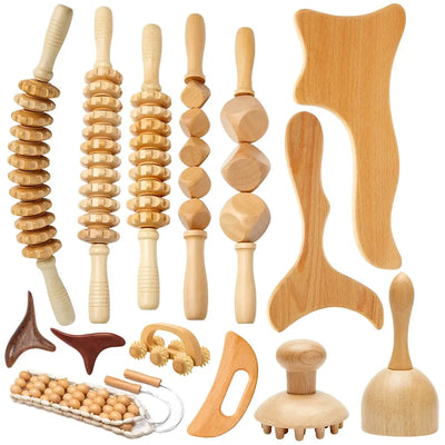 Strumenti per massaggio in legno Massaggiatore per drenaggio linfatico in legno Strumenti per modellare il corpo anticellulite per bellezza, Gua Sha, sollievo muscolare dolorante HASHTAG