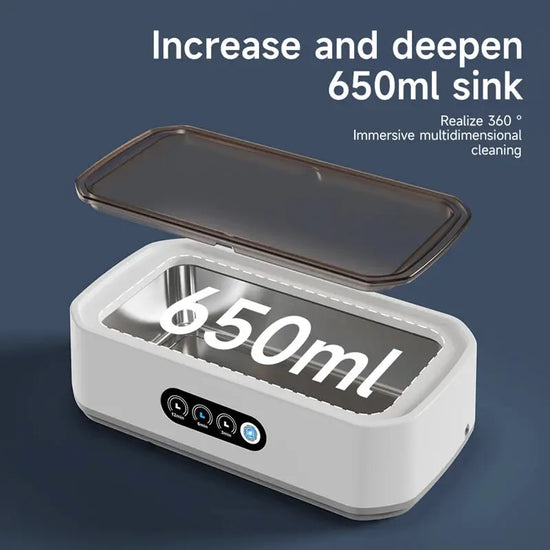Pulitore ad ultrasuoni portatile per uso domestico di grande capacità 650ML Occhiali Bretelle per gioielli Macchina per la pulizia professionale