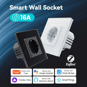 LOUTSGEN Zigbee Presa a muro Tipo-c Porte di ricarica USB Spine intelligenti UE Presa di corrente App Tuya Smart Life Pannello in vetro temperato Alexa HASHTAG