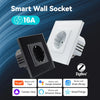 LOUTSGEN Zigbee Presa a muro Tipo-c Porte di ricarica USB Spine intelligenti UE Presa di corrente App Tuya Smart Life Pannello in vetro temperato Alexa HASHTAG