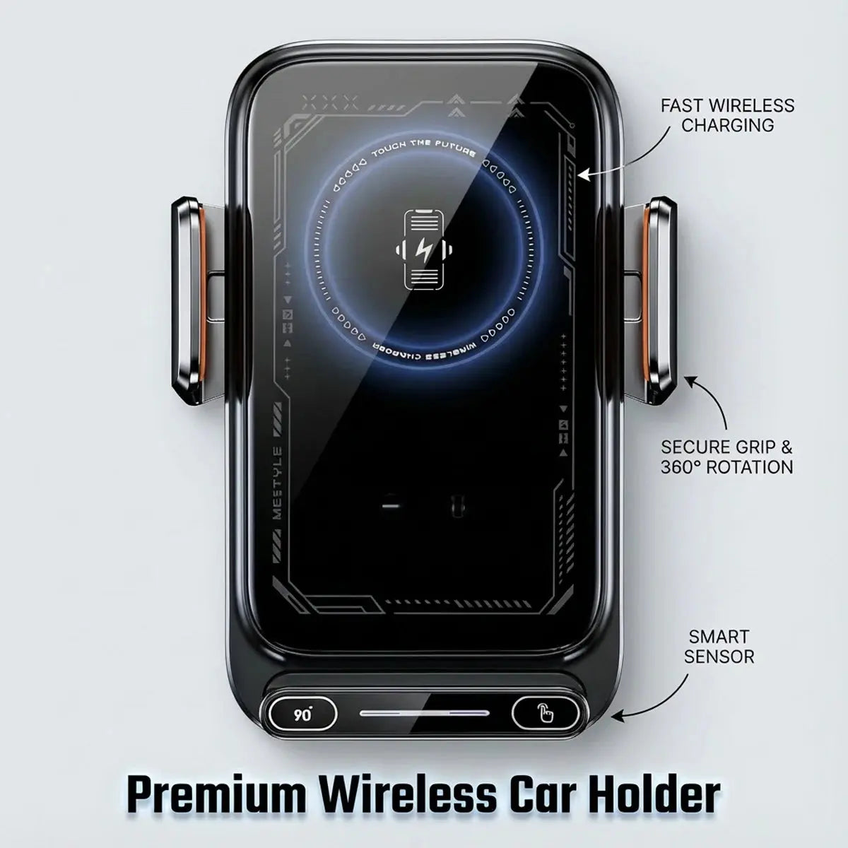 Caricatore per telefono per auto Supporto per telefono Caricatore wireless e cablato da 15 W Rilevamento automatico Rilascio e rotazione con un solo tocco Certificato Qi FCC ROHS - My Hashtag Shop