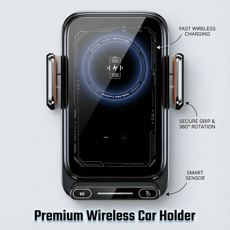 Caricatore per telefono per auto Supporto per telefono Caricatore wireless e cablato da 15 W Rilevamento automatico Rilascio e rotazione con un solo tocco Certificato Qi FCC ROHS - My Hashtag Shop