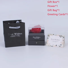 Holiday Gifts for Women Eternal Red Rose with Heart Necklace Flower Lipstick Gift for Mom Girlfriend Birthday from Daughter Sons HASHTAG