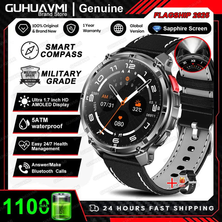 Nuovo T-REX3 Ultra 1100mAh Batteria SmartWatch 10ATM GPS impermeabile Bussola Torcia 1.7 "AMOLED HD Chiamata Sport Smart Watch da uomo - My Hashtag Shop