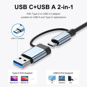 Hub USB C Hub USB 3.0, prolunga USB 7 in 1 in alluminio, splitter USB con USB 3.0, 4 porte USB 2.0 e 2 USB C Distributore USB HASHTAG