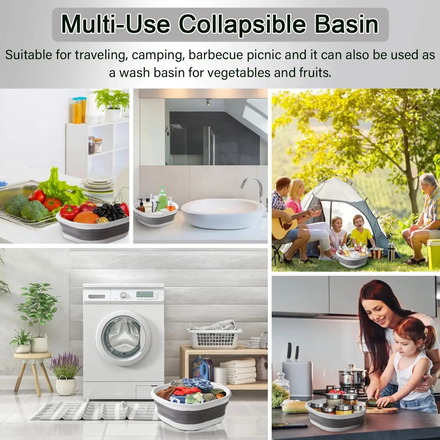 Wash Basin Laundry Baskets 3 Pack Collapsible Tub Space Saving. - HASHTAG