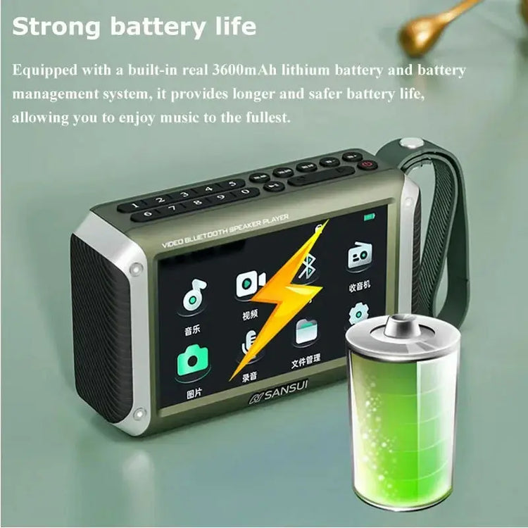 Display a LED da 4,3 pollici Radio Altoparlante Bluetooth senza fili Radio FM portatile Slot per scheda TF Lettore musicale MP4 Video Boom Box - My Hashtag Shop