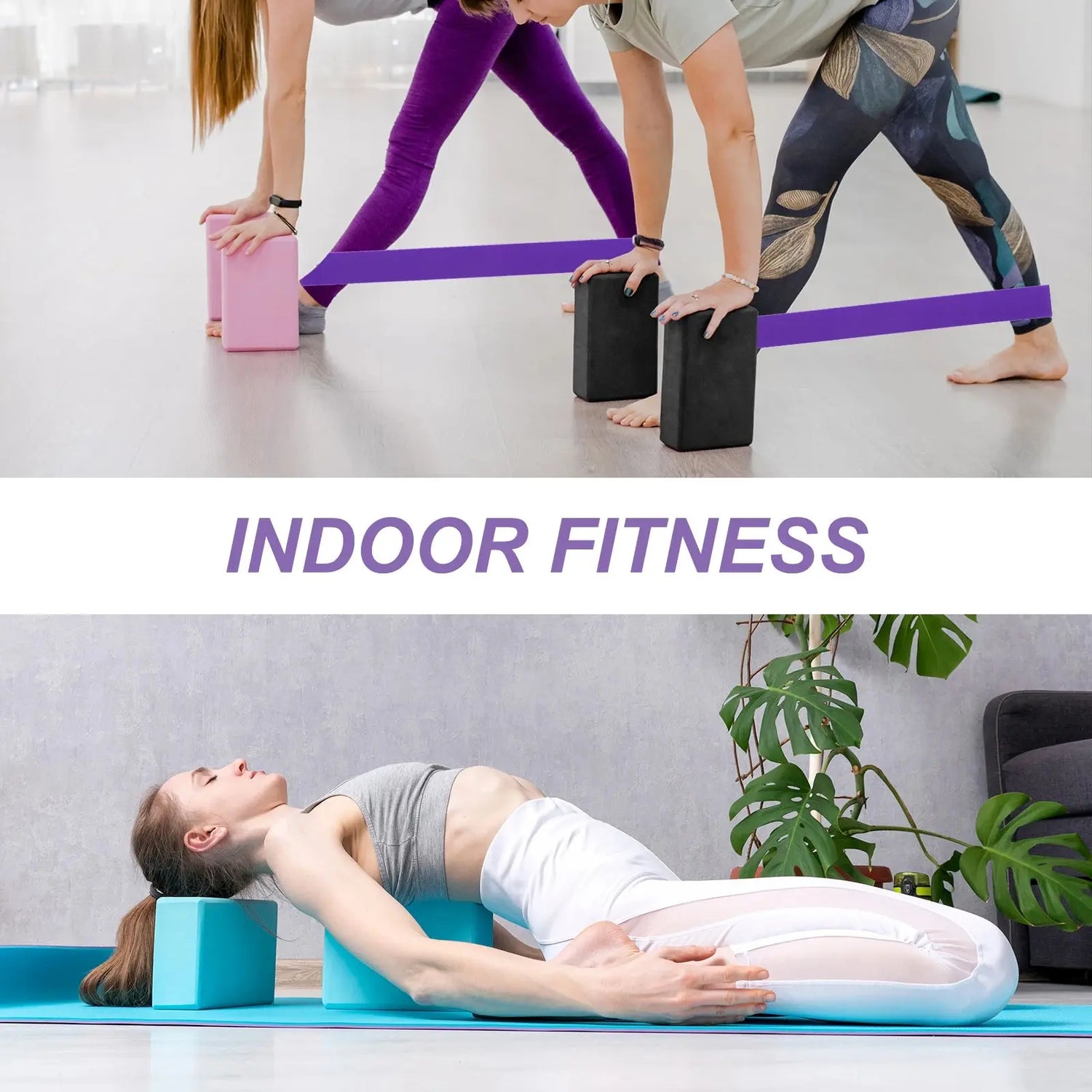 pezzi di blocchi di costruzione per yoga e 1 pezzo di fascia di resistenza set cubi mattoni per pilates tappetini di rinforzo attrezzature per esercizi a casa fitness - My Hashtag Shop