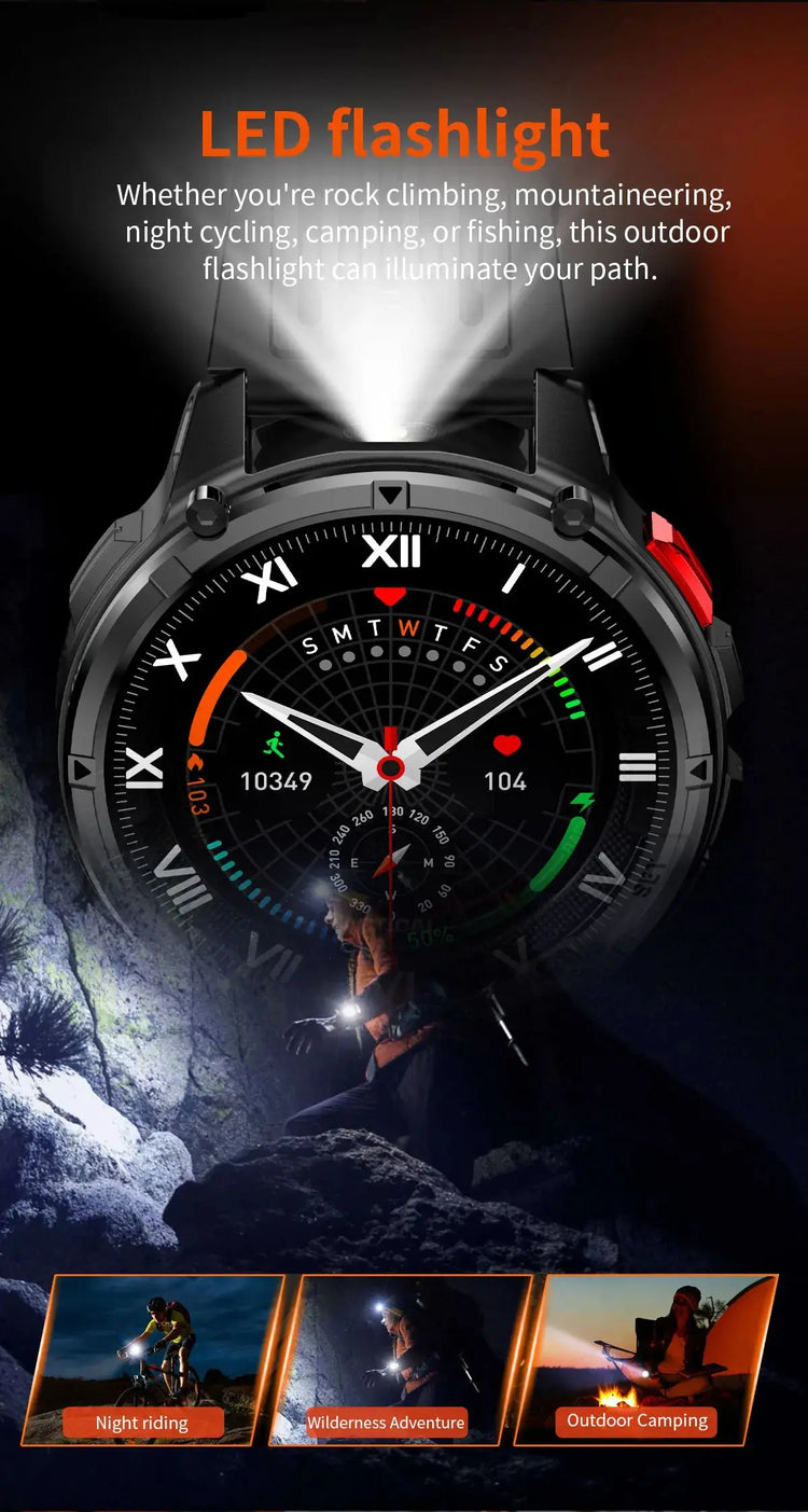 Nuovo T-REX3 Ultra 1100mAh Batteria SmartWatch 10ATM GPS impermeabile Bussola Torcia 1.7 "AMOLED HD Chiamata Sport Smart Watch da uomo - My Hashtag Shop