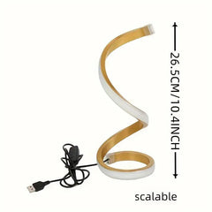 Lampada da tavolo moderna a LED con USB - luminosità regolabile, luce bianca calda, design a spirale, adatta per camera da letto, soggiorno, fuori HASHTAG