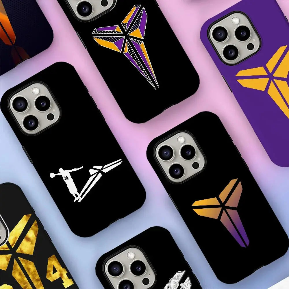 K-Kobe Basketball Star Logo Custodia per telefono Pellicola Shell per IPhone 16 15 14 13 12 11 Pro Max Plus - My Hashtag Shop