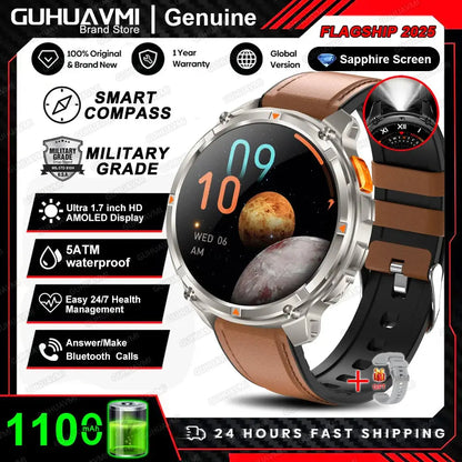 Nuovo T-REX3 Ultra 1100mAh Batteria SmartWatch 10ATM GPS impermeabile Bussola Torcia 1.7 "AMOLED HD Chiamata Sport Smart Watch da uomo - My Hashtag Shop