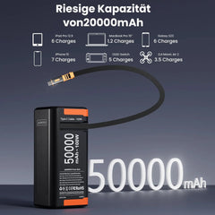Power Bank 50000mAh 100W PD PPS Ricarica super veloce Batteria di ricambio portatile Tipo-C Cavo retrattile Powerbank per telefono portatile HASHTAG