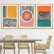 Set di 3 blocchi di colore Poster Forme astratte Illustrazioni Arte moderna della parete della metà del secolo Boho Soggiorno Decorazioni per la casa HASHTAG