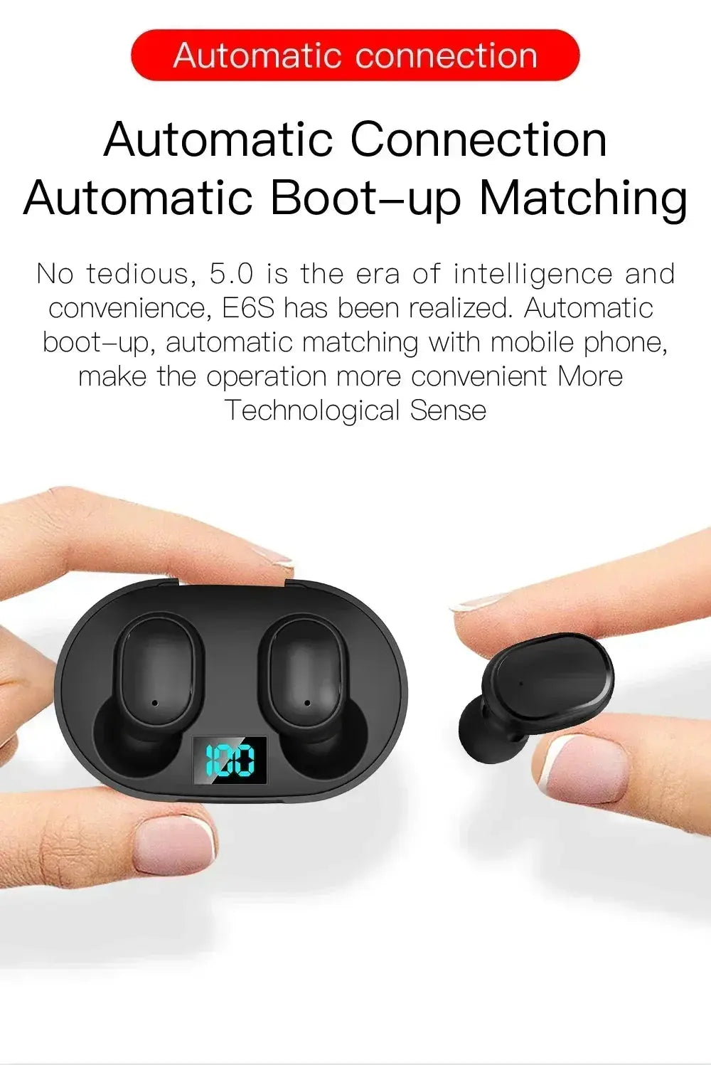 Auricolari Bluetooth wireless E6S Auricolare Bluetooth TWS Auricolari wireless Auricolari con cancellazione del rumore con cuffie con microfono - My Hashtag Shop