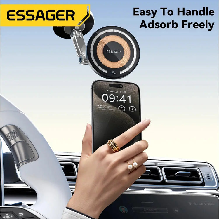 Essager Caricatore wireless magnetico Supporto per telefono per auto 15W Ricarica rapida Supporto per incollare facile per Magsafe iPhone 15 14 13 Pro Max - My Hashtag Shop