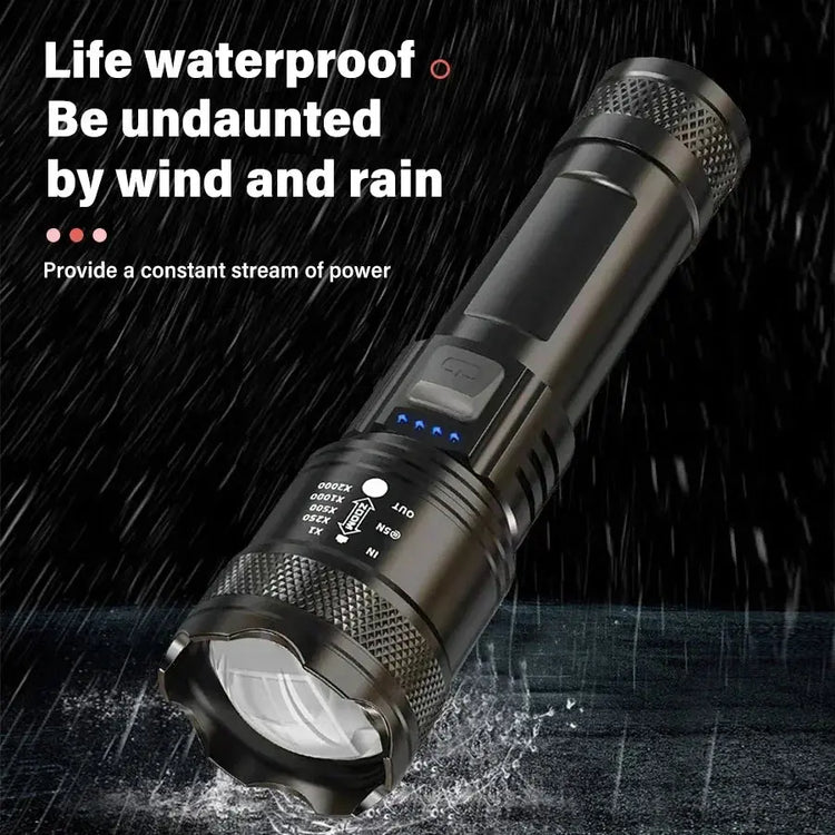 Torce a LED ad alta potenza Torcia tattica da 2000LM con luce display Ricarica USB Lanterna con zoom di emergenza per pesca da campeggio - My Hashtag Shop