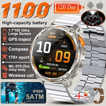 2026 Nuovo T-Rex3 Pro 1100mAh Batteria Astuto Della Vigilanza GPS percorso 5ATM Impermeabile Sport Run tracker All&