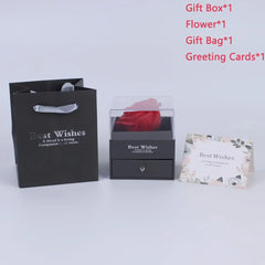 Holiday Gifts for Women Eternal Red Rose with Heart Necklace Flower Lipstick Gift for Mom Girlfriend Birthday from Daughter Sons HASHTAG