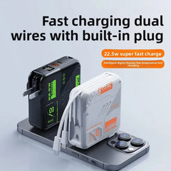 Power Bank di grande capacità da 20000 mAh, ricarica super veloce, spina autonoma, cavo integrato, alimentatore mobile portatile compatto HASHTAG