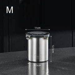 500/900/1400ml Storage Jars Stainless Steel Sealed Container Kitchen Barrel Fresh Bean Vegetable Coffee Organizer HASHTAG