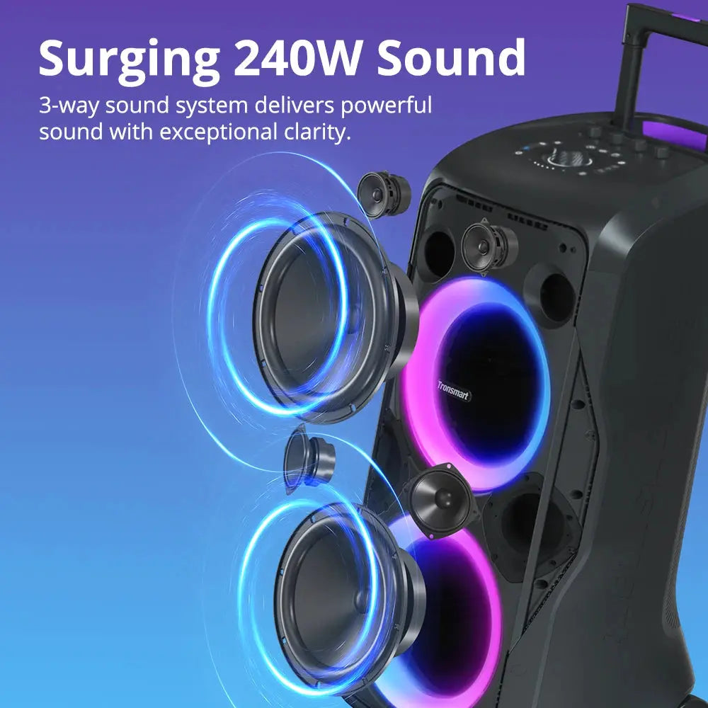 Tronsmart Altoparlante Car Audio Halo 300 Altoparlante Bluetooth con alimentazione da 240 W, ingresso chitarra/microfono/XLR, riproduzione 20 ore, controllo APP, per auto - My Hashtag Shop