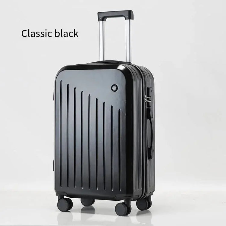 NNEDSZ Smart Carry-On Luggage with Cup Holder & USB Charging Port - Black Color Spinner Suitcase for Travel Convenience  24 inch-0