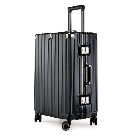 NNEDSZ Aluminum Alloy Hard-Shell Suitcase with TSA Lock -22" Spinner Luggage in Black-0