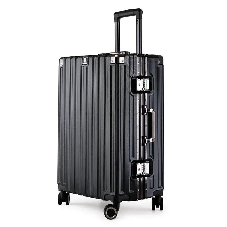 NNEDSZ Aluminum Alloy Hard-Shell Suitcase with TSA Lock -22" Spinner Luggage in Black-0