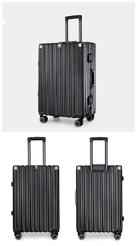 NNEDSZ Aluminum Alloy Hard-Shell Suitcase with TSA Lock -22" Spinner Luggage in Black-1