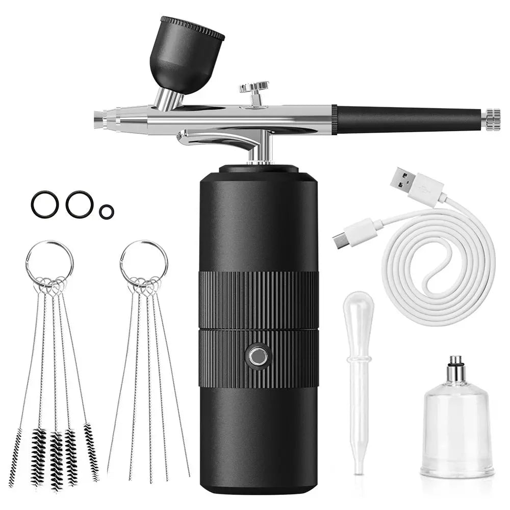 NNEDSZ Black Portable Oxygen Infusion Nano Spray Facial Beauty Instrument - High Pressure Needle-Free Skin Care Mist Sprayer-0