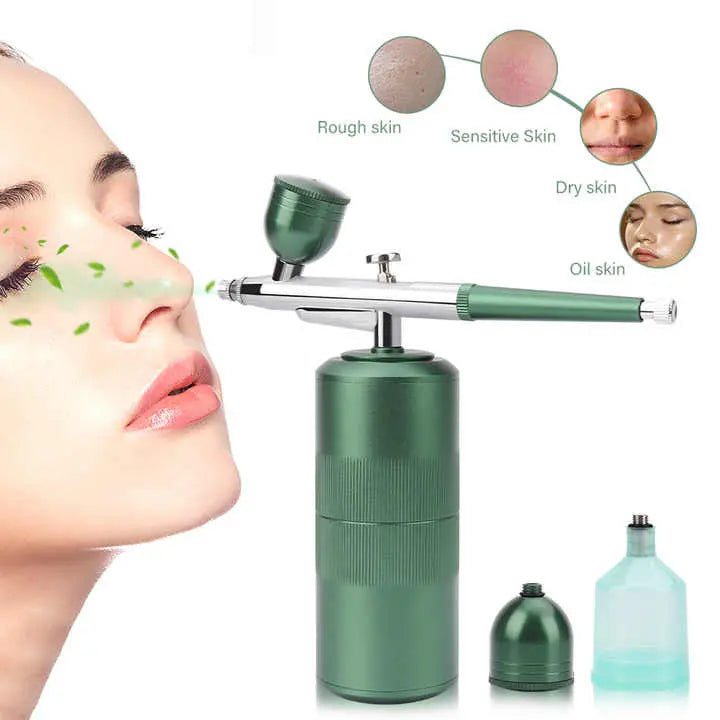NNEDSZ Black Portable Oxygen Infusion Nano Spray Facial Beauty Instrument - High Pressure Needle-Free Skin Care Mist Sprayer-1