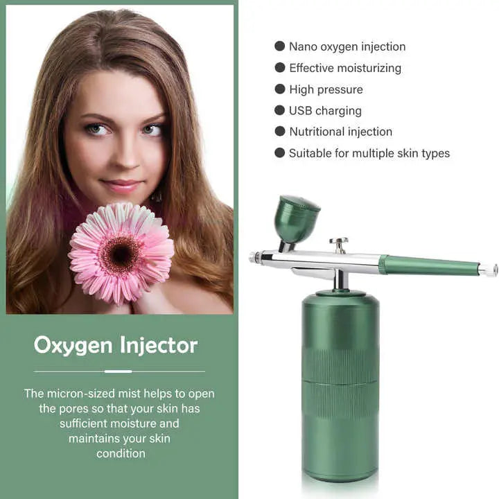 NNEDSZ Black Portable Oxygen Infusion Nano Spray Facial Beauty Instrument - High Pressure Needle-Free Skin Care Mist Sprayer-2