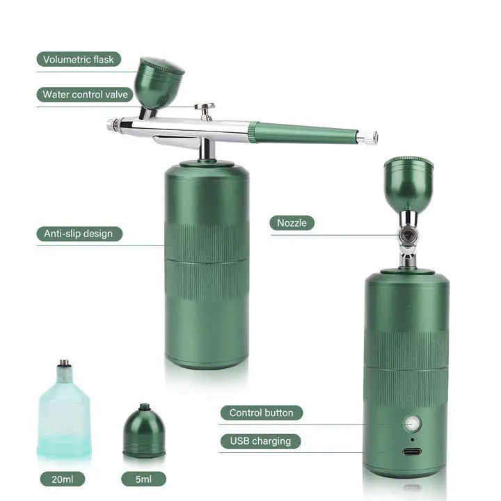 NNEDSZ Black Portable Oxygen Infusion Nano Spray Facial Beauty Instrument - High Pressure Needle-Free Skin Care Mist Sprayer-3