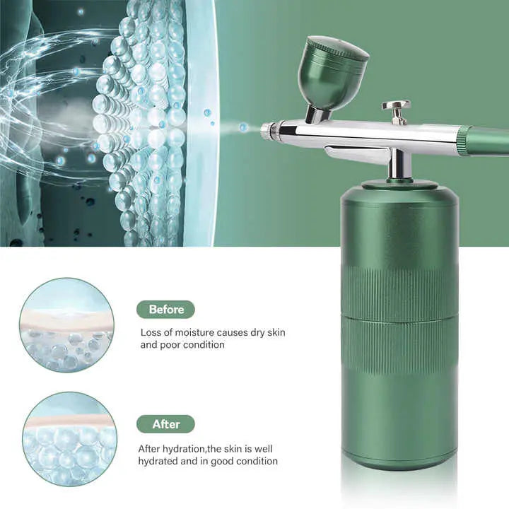 NNEDSZ Black Portable Oxygen Infusion Nano Spray Facial Beauty Instrument - High Pressure Needle-Free Skin Care Mist Sprayer-4