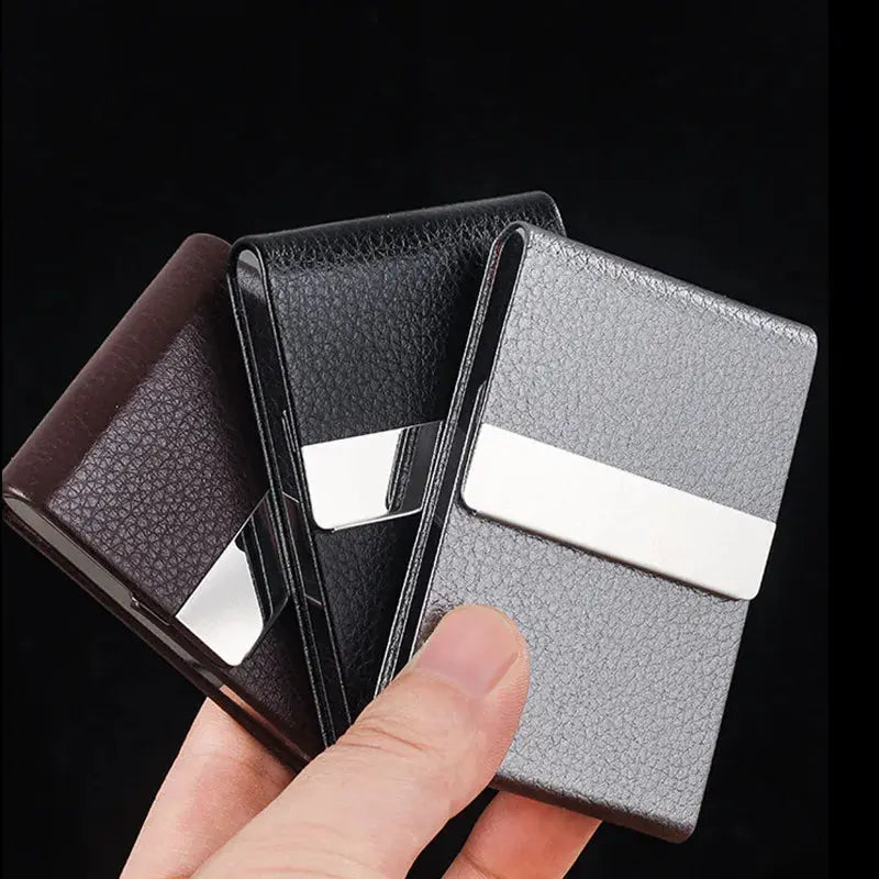Multifunction Stainless Steel Cigarette Case PU Cigar Storage Box Tobacco Holder 1 PC Card Cases Smoking Accessories - HASHTAG