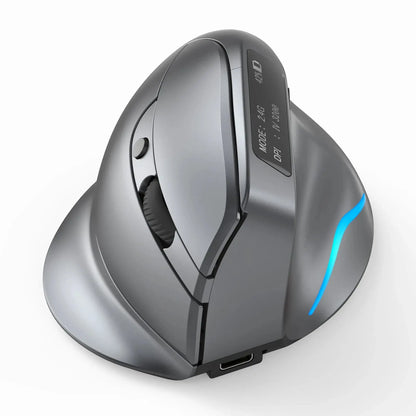 ZELOTES F-26C Mouse Rechargeable display dual-mode wireless mouse with silent 2.4GHz BT gray mouse - My Hashtag Shop