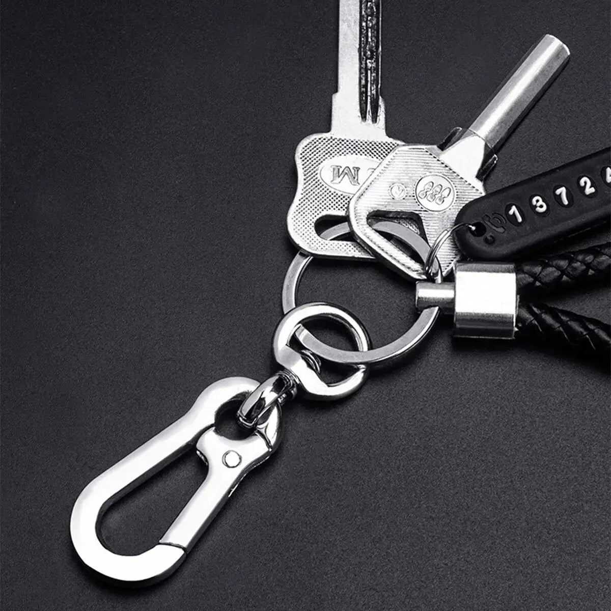 Ingemark Trendy DIY Mobile Phone Number Plate Pendant Keychain Men Punk Woven Leather Rope Anti-lost Car Key Chain Accessories - My Hashtag Shop