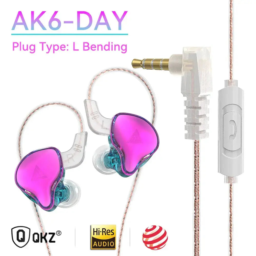 Original QKZ AK6 In Ear Earphone 6 Dynamic Driver Unit Headphone With Mic Stereo Sports HIFI Subwoofer Headset Monitor Earbuds HASHTAG