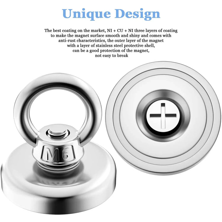 Super Strong Neodymium Fishing Magnets Heavy Duty imanes Magnet with Countersunk Hole Eyebolt for Salvage Magnetic Fishing - HASHTAG