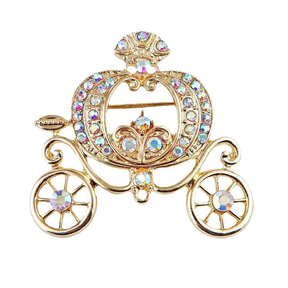 Pumpkin Car Brooch Fairy Tale Style Lanhao Gray Guniang Colorful Rhinestone - HASHTAG