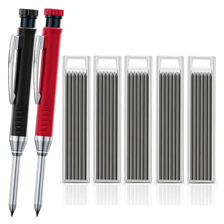 Solid Carpenter Mechanical Pencil with Sharpener Woodworking Tools 2.8mm 3 Colors Refill Construction Tools Stationery Supply - HASHTAG