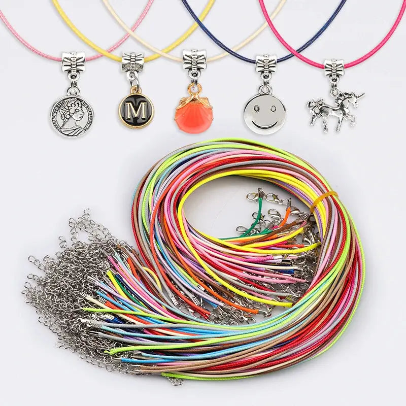 50PCS Black Strap Charm Cord Lanyard Lariat Strap Cords Lobster Clasp Rope Keychains Hooks Mobile Set Charms Jewelry Accessories - My Hashtag Shop