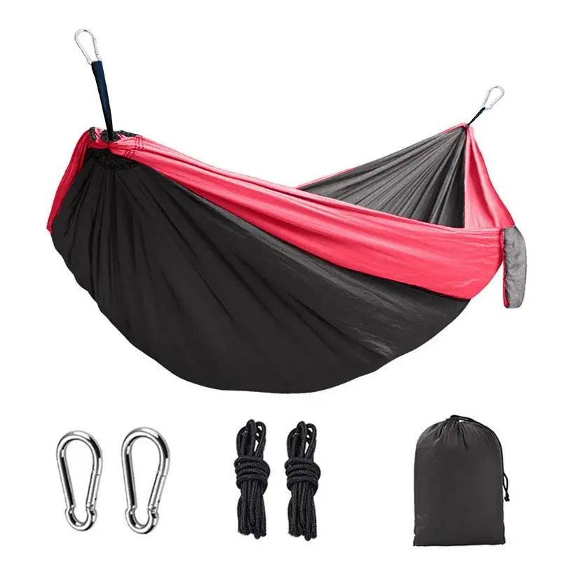 Outdoor Single Person Camping Hammock With Nylon Color Matching Hammock High Strength Parachute Fabric Portable Hanging Bed HASHTAG